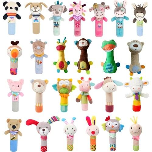 Plush Animal Hand Bell Teethe Rattle Toy Rattle Gift Baby Early Educational Doll Educational Infant Crib Stroller Toy