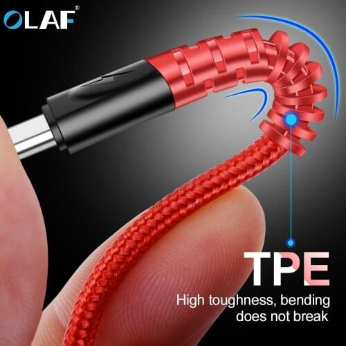 OLAF Nylon USB Type C Cable 2m 3m For Samsung Xiaomi Redmi Note 7 Oneplus 7 Pro Fast Charging USB-C Mobile Phone charger Cable