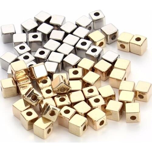 LOULEUR 200pcs/lot 3mm/4mm/5mm Rhodium Gold Square CCB Plastic Seeds Beads Big Hole Diy Charm Spacer Beads For Jewelry Making