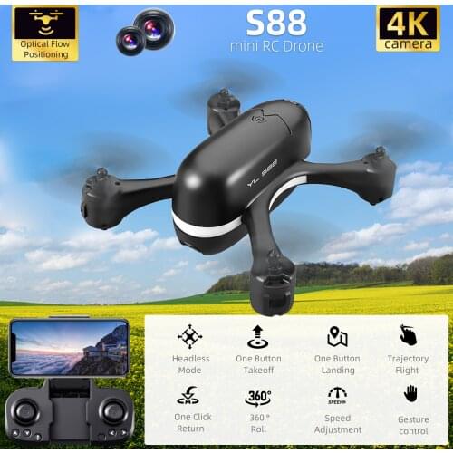 S88 Mini RC Drone with Camera 4K Optical Flow Positioning RC Quadcopter with Function Trajectory Flight Headless Mode Toys Kid