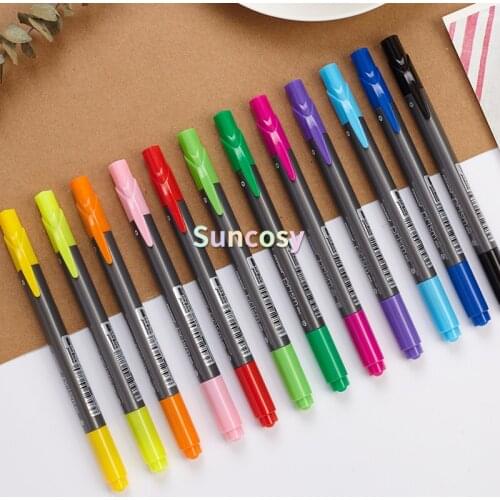 Monami Double head thick and thin water-based neutral pen, fluorescent marking and coloring hook pen, For Kids Art Supplies