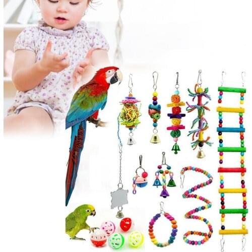 15Pcs/Set Parrot Toy Kit Beads Ball Bell Lightweight Acrylic Birds Cage Swing Chew Toy Pet Parrot Accessories Birds Для Попугая