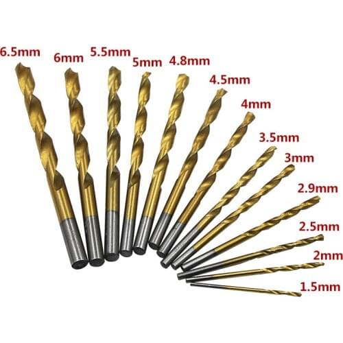 13pcs Mini HSS Titanium Coated Twist Drill Bit Set Metal Drills Carbide Tip for Woodworking Plastic Drill Bit Set 1.5-6.5mm