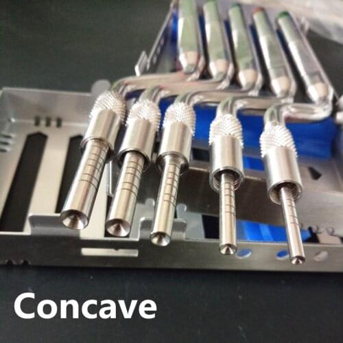 5 Pcs Set Dental Implant Osteotome Instruments Sinus Lift Bended and Straight with Cassette Case ( Concave Tips)
