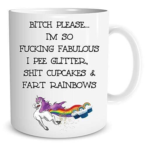 Wall Smart Designs Funny Adult Novelty Mug Unicorn Rainbow Glitter Work Office Cup Gift