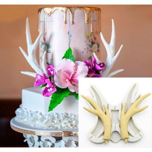 New Christmas Series Antlers Sika Deer Silicone Fondant Cake Mould Baking Tools Wraps Ornaments