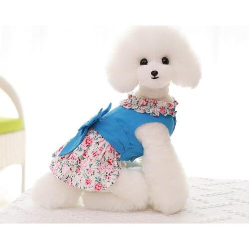 New Pet Cat and Dog Dress Shirt Flower Bow Tie with Dog Rope Pet Puppy Skirt Spring and Summer Kitten Clothing Apparel