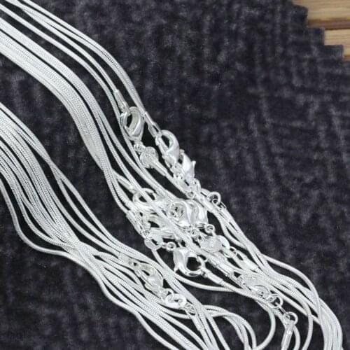Wholesale lots 5pcs/lot Silver Snake Chains,1mm Silver-Plated Snake Chain Necklaces For Women 16"-30"