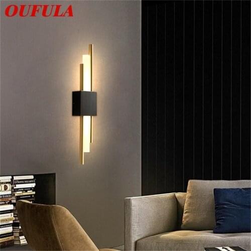 OUFULA Nordic Brass Wall Lamp Modern Sconces Simple Design LED Light Indoor For Home Decoration