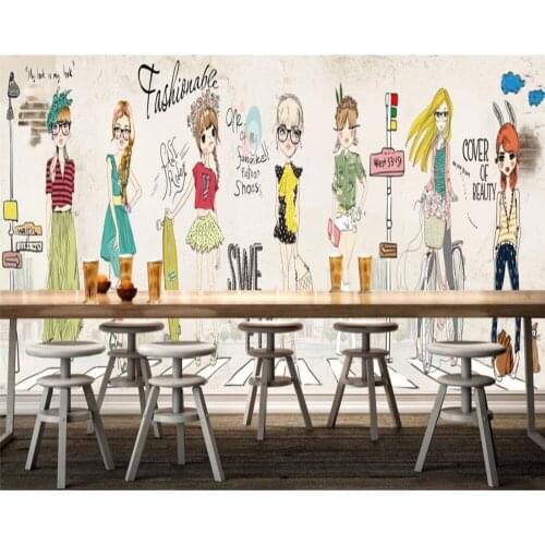 Custom high quality decorative painting 3d wallpaper graffiti Hand Painted girl photo wall wallpaper for walls 3 d beibehang