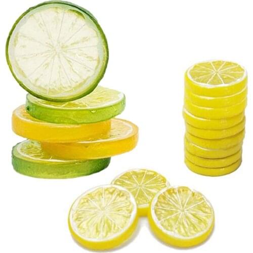 12 PCS Realistic Fake Artificial Lemon Limes Slice Simulation Fruit Model Decor Home Party Decoration Kids Cognitive Toys