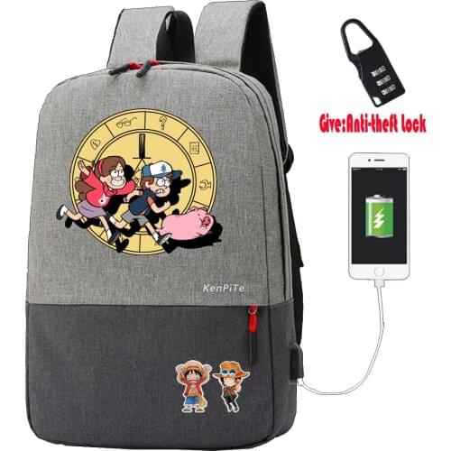 Anime Cartoon Anti-theft USB Charging Backpack Men Women Laptop Travel Shoulder Bag packsack student bookbag