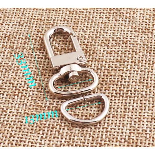 20 sets 1/2" Silver Swivel Clasps D Ring Trigger Buckle Hooks for Leather Bag Handbag Purse Shoulder Strap Belt Dog Chain Collar