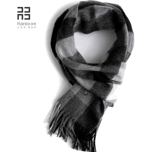 2020 autumn and winter Korean version thickened warm Plaid Scarf New pure wool mens Plaid Scarf lovers scarf cashmere scarf