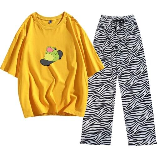 Cute Harajuku Frog on A Skateboard Shirt Cotton Joggers Casual Soft Pants Trousers Kawaii Tees Sweat Girls Unisex Chic T Shirts