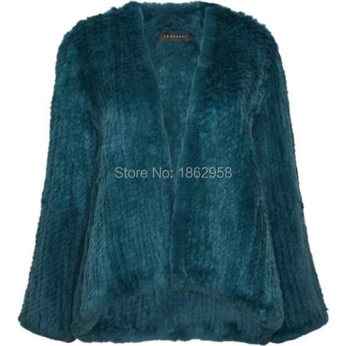 SJ422 High Quality Open Front Hand Knitting Fluffy Rex Rabbit Fur Clothing Jacket S-XXL
