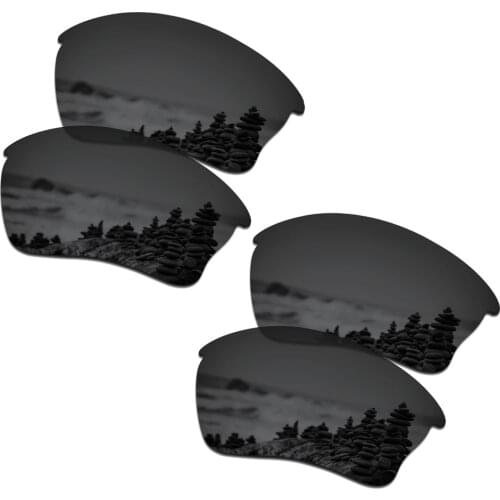 SmartVLT 2 Pairs Polarized Sunglasses Replacement Lenses for Oakley Half Jacket XLJ Stealth Black and Stealth Black