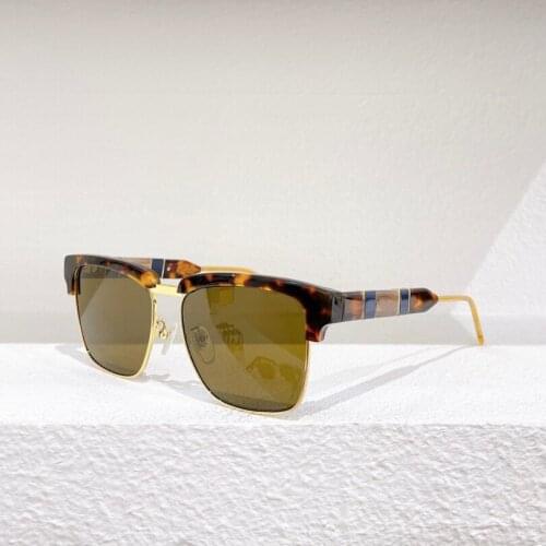 Half frame men sunglasses retro style brown lens women sunglasses