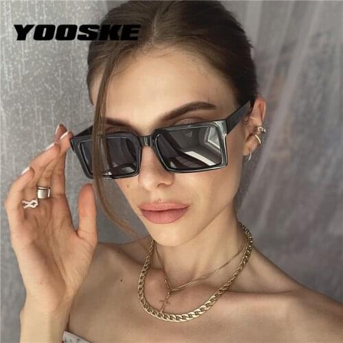YOOSKE Green Square Sunglasses Women 2021 Vintage Brand Designer Rectangle Sun Glasses Fashion Small Eyewear UV400