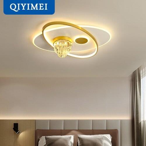 Modern Crystal LED Chandelier Flush Mount For Bedroom Corridor Lighting Kitchen Living Room Gold Bed Room Light lampara led tech