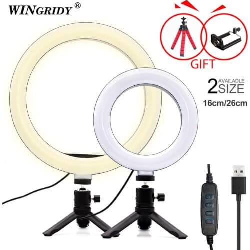 6in 10in 16cm 26cm LED Ring Light Phone Holder Selfie Mini tripod Ring Lamp For iphone huawei xiaomi Youtube Live broadcast Vide