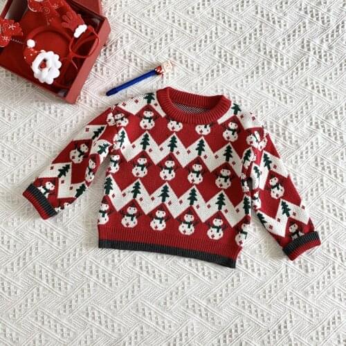 2020 New Childrens Christmas Sweater Jacquard Snowman Pattern Kids Sweater Pullover BC865