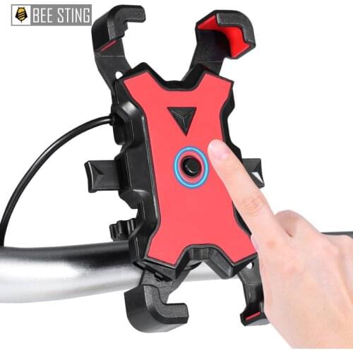Bicycle Mobile Phone Holder QC USB Charger Motorcycle Mobile Phone Holder Rear View Mirror Handlebar for Samsung iphone Huawei
