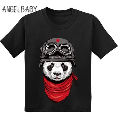 Happy Adventurer Panda Kids Funny T-shirts Summer Animal Children Cotton Short Sleeve Baby T shirt Boys/Girls Tops Tee,GKT226