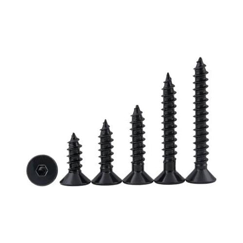 M3 M4 Hex socket Screw Allen Countersunk head Screws Self-tapping Bolt Black 8.8 Grade 6-30mm Length