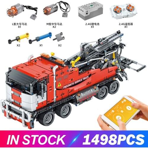 MOULD KING High-Tech Car The APP RC Motorized Pneumatic Tractor Truck Model Building Blocks Bricks Toys For Kids Christmas Gift
