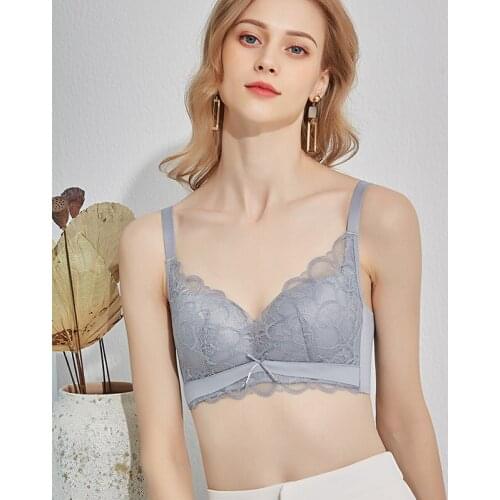 Womens 100% Real Silk Lining with Lace fabric outside Everyday Comfortable Wireless Bra