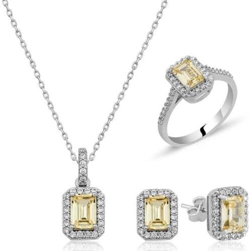 With silver Yellow Topaz Gemstone Women 'S Set
