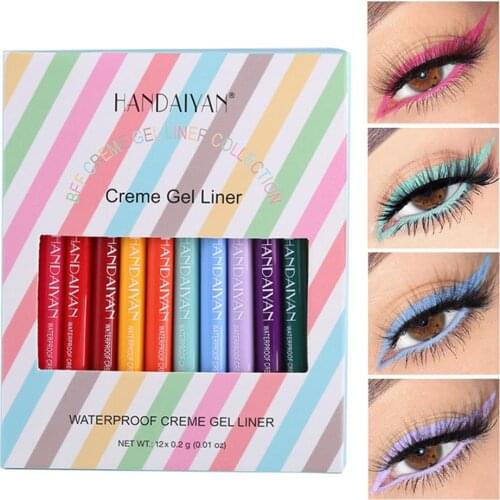 12Pcs Matte Gel Eyeliner Pencil Waterproof Eye Makeup Liners Waterproof Sweatproof Perfect For Daily Makeup Professional Makeup