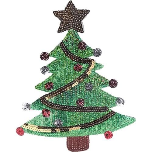 2020 For Clothing Appliques Bag Transfer Iron On Patches Patch Sequins Christmas Trees Pattern Patches Stickers