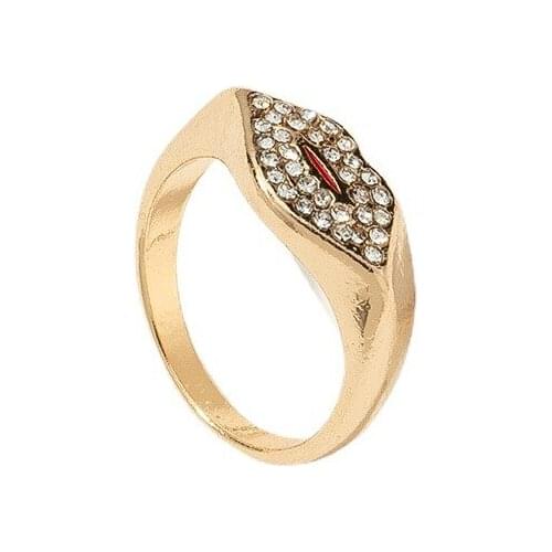 2021 Ins New Trendy Bling Rhinestone Red Lip Minimalism Knuckle Finger Rings Korean Fashion Women Lady Party Jewelry