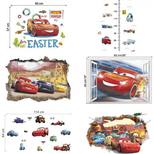 Boy Room Cartoon 3D Car Wall Sticker Self Adhesive PVC Kids Room Decoration Nursery Height Measure Ruler Wallpaper Decal Murals