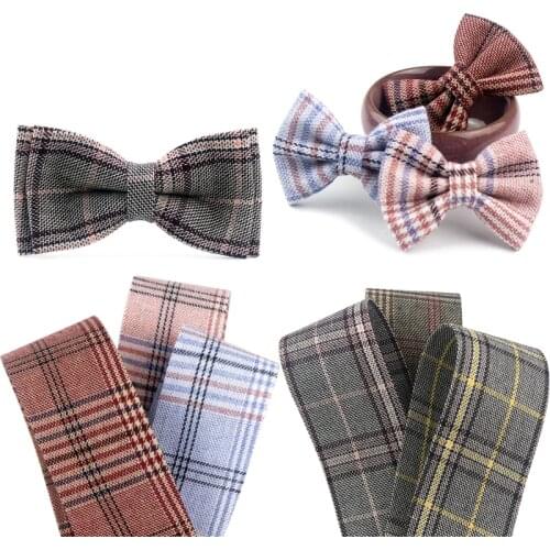 5Meter/Lot 10 25 50mm Thick Quality Autumn Winter Scottish Plaid Ribbon Check Fabric Cloth Layering DIY Hair Bowknot Material