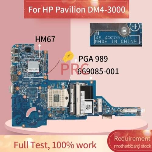 669085-001 669085-501 For HP Pavilion DM4 DM4-3000 HM67 PGA 989 Laptop motherboard 48.4QC05.011 DDR3 Notebook Mainboard