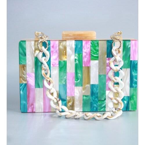 Acrylic Fashion Transparent Shoulder Crossbody Bags PVC Coloful Bag Satchel Bag Ladies Girl Casual Chain Handbags and Purses