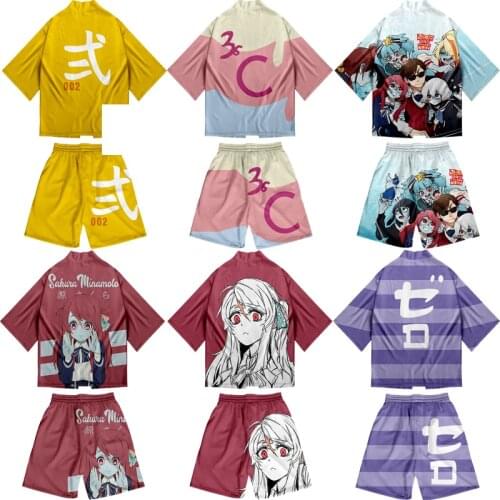 Anime ZOMBIE LAND SAGA Kimono Minamoto Sakura Printing Cosplay Costume Yugiri Coat Shorts Jackets Tops Coats Halloween Party
