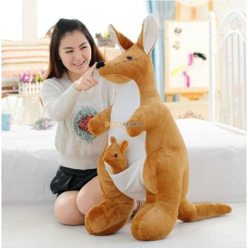 Australia Soft Stuffed Plush Animals Kangaroo 100cm Super Large Kangaroo Parents Family Toy for Birthday Gift