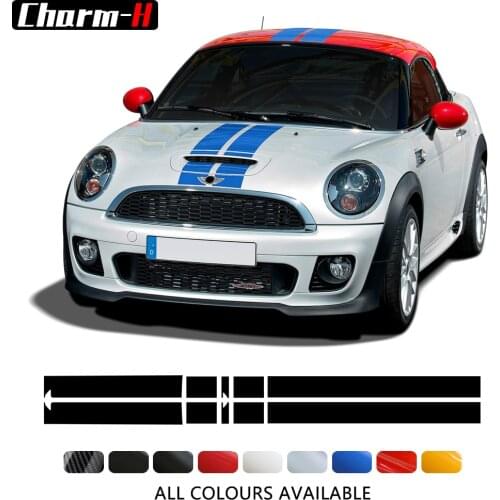 Car Hood Bonnet Stripes Sticker Engine Cover Roof Trunk Decal For MINI Cooper Coupe R58 Cabrio R57 Roadster R59 JCW Accessories