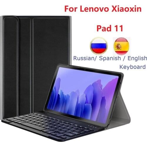 For Lenovo Xiaoxin Pad 11 Case With keyboard TB-J606F Wireless PU Leather Russian Spanish Funda For Lenovo Tab P11 Keyboard Case