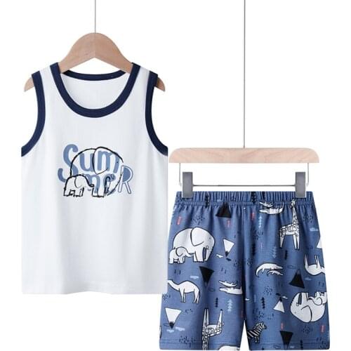 Children Pajamas Summer Clothing Set For Boys Girls Vest Tops + Short Pants Shorts Sleepwear Cartoon Totoro Cotton Kids Pyjama