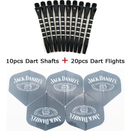 Dart Shaft & Dart Flight Kit 10pcs 2BA Aluminum 53mm Medium Darts Shaft Dart Stems Shafts 4.5mm Thread +20pcs PVC Dart Flights