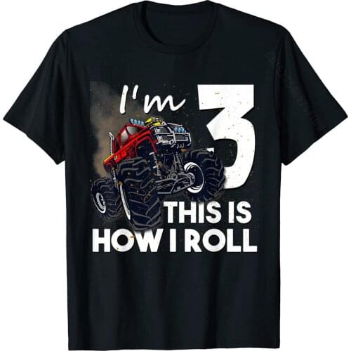 3th Birthday T Shirt Boy Monster Truck 3 Years Old Gift Customized Tops & Tees Cotton Boy T Shirts Customized New Arrival