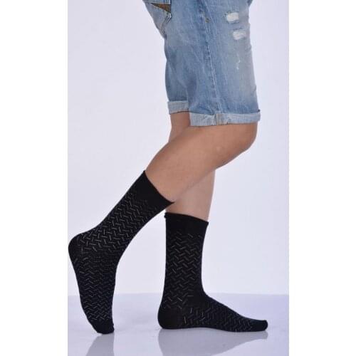 Idilfashion Male Pattern Bamboo Socket Stocking-Navy Blue-E-ART217 (3'LÜ PACKAGE)