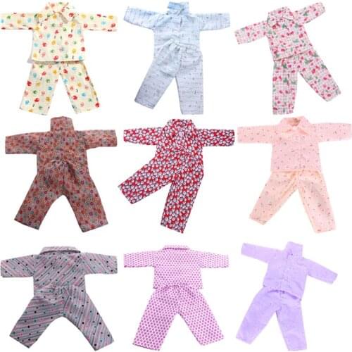 Doll Printed Pajama Set Suitable For Autumn &Winter For 18 Inch &43 Cm Doll &New Born Baby Generation Birthday Girls Toy Gifts