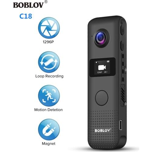 BOBLOV C18 Mini Cam HD 1296P Professional WIFI Body Worn Micro Camera Magnet Motion Detection Loop Recording Camcorder Camera