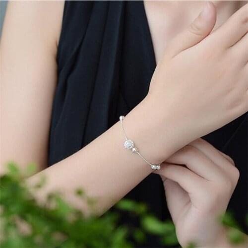 Fashion Lady Hollow Ball Bracelets For Women Jewelry Trendy Silver 925 Anklets Girls Accessories Bracelet Female Birthday Gift